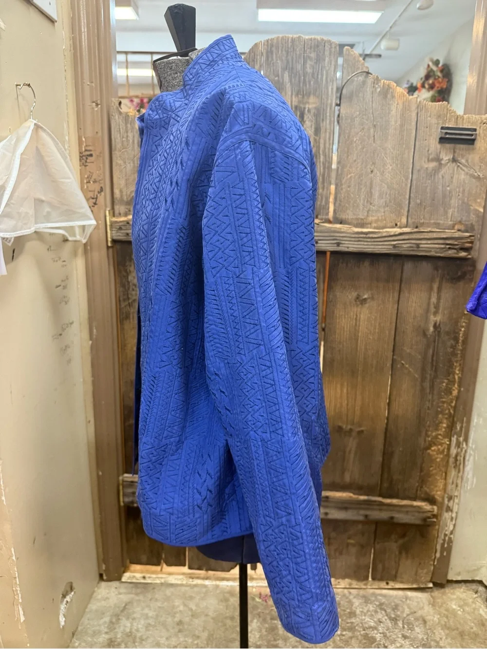 Chico's Royal Blue Textured Open-Front Jacket - Picture 3 of 5